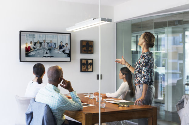 Video conference in progress using audio visual